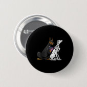 Dalmatiner Doberman Dog Cool Tattoo Artist Geschen Button (Vorne & Hinten)