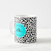 Dalmatiner Dog Abstraktes Muster Aqua Blue Monogra Kaffeetasse (Vorderseite Links)