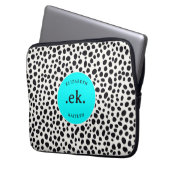 Dalmatiner Dog Abstraktes Muster Aqua Blue Monogra Laptopschutzhülle (Vorderseite Links)