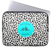 Dalmatiner Dog Abstraktes Muster Aqua Blue Monogra Laptopschutzhülle (Vorderseite)