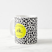 Dalmatiner Dog Abstraktes Muster Gelbe Monogramm Kaffeetasse (Vorderseite Links)