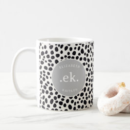 Dalmatiner Dog Abstraktes Muster Grau Monogramm Kaffeetasse