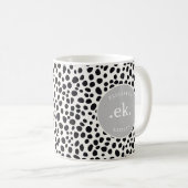 Dalmatiner Dog Abstraktes Muster Grau Monogramm Kaffeetasse (VorderseiteRechts)