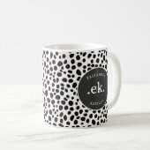 Dalmatiner Dog Abstraktes Muster Grau Monogramm Kaffeetasse (VorderseiteRechts)