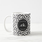 Dalmatiner Dog Abstraktes Muster Grau Monogramm Kaffeetasse (Links)