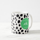 Dalmatiner Dog Abstraktes Muster Green Monogram Kaffeetasse (VorderseiteRechts)