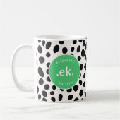 Dalmatiner Dog Abstraktes Muster Green Monogram Kaffeetasse (Links)