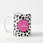 Dalmatiner Dog Abstraktes Muster Hot Pink Monogram Kaffeetasse (Links)