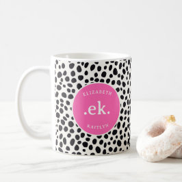 Dalmatiner Dog Abstraktes Muster Hot Pink Monogram Kaffeetasse