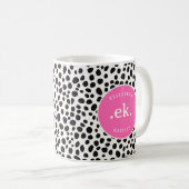 Dalmatiner Dog Abstraktes Muster Hot Pink Monogram Kaffeetasse (VorderseiteRechts)