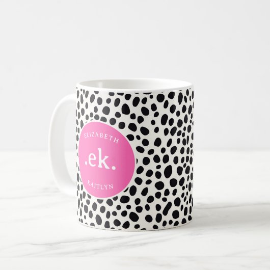 Dalmatiner Dog Abstraktes Muster Hot Pink Monogram Kaffeetasse (Vorderseite Links)
