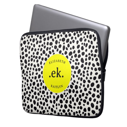 Dalmatiner Dog Abstraktes Muster Hot Pink Monogram Laptopschutzhülle (Vorderseite Links)