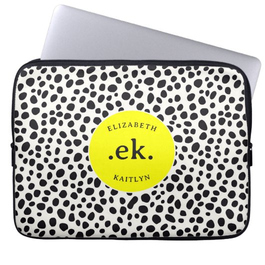 Dalmatiner Dog Abstraktes Muster Hot Pink Monogram Laptopschutzhülle (Vorderseite)