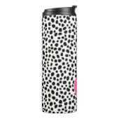 Dalmatiner Dog Abstraktes Muster Hot Pink Monogram Thermosbecher (Nach links gedreht)