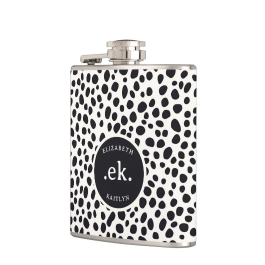 Dalmatiner Dog Abstraktes Muster Monogramm Flachmann (Links)