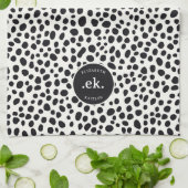 Dalmatiner Dog Abstraktes Muster Monogramm Geschirrtuch (Gefaltet)