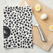 Dalmatiner Dog Abstraktes Muster Monogramm Geschirrtuch (Viertel Falte)