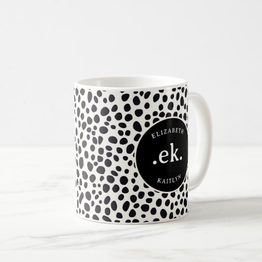 Dalmatiner Dog Abstraktes Muster Monogramm Kaffeetasse (VorderseiteRechts)