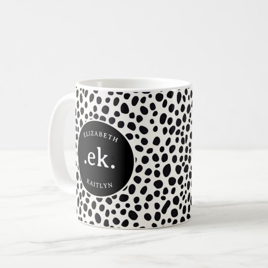 Dalmatiner Dog Abstraktes Muster Monogramm Kaffeetasse (Vorderseite Links)