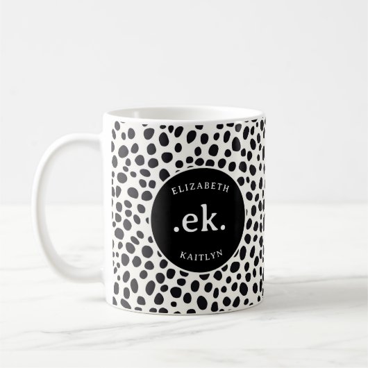 Dalmatiner Dog Abstraktes Muster Monogramm Kaffeetasse (Links)