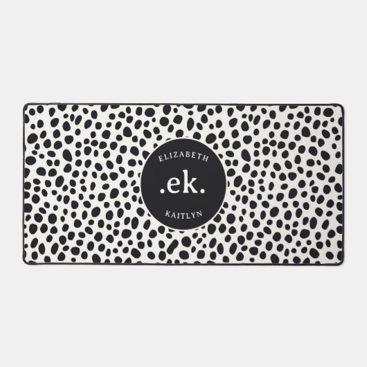 Dalmatiner Dog Abstraktes Muster Monogramm Schreibtischunterlage (Vorderseite)