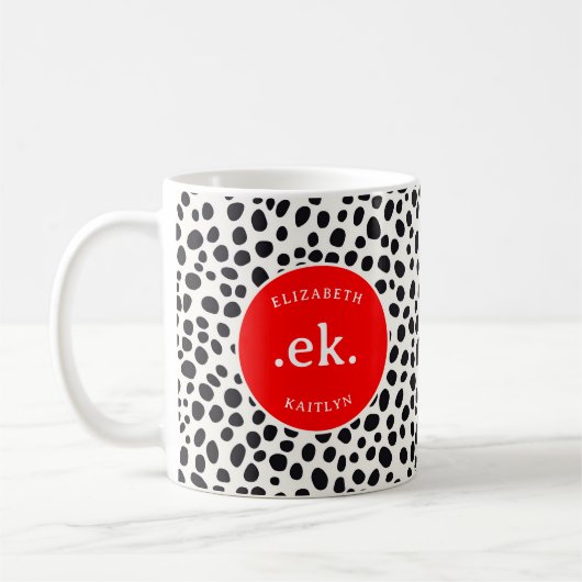 Dalmatiner Dog Abstraktes Muster RedMonogram Kaffeetasse (Links)