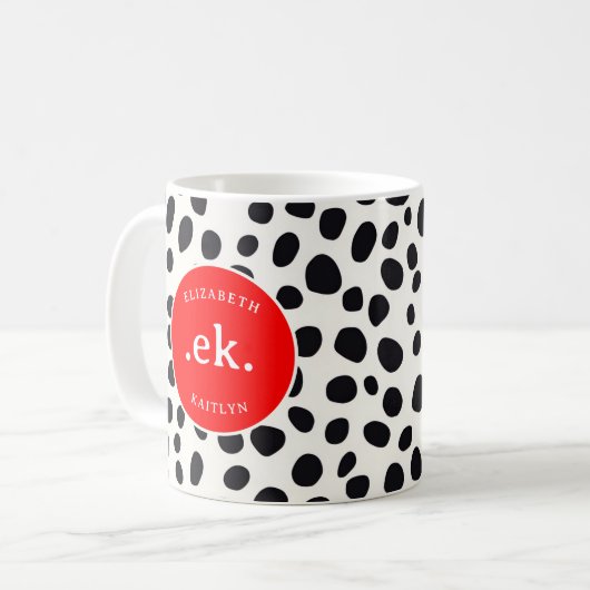 Dalmatiner Dog Abstraktes Muster RedMonogram Kaffeetasse (Vorderseite Links)