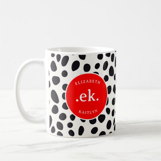 Dalmatiner Dog Abstraktes Muster RedMonogram Kaffeetasse (Links)