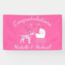 Dalmatiner Dog Baby Dusche Puppy Pink Girl Banner