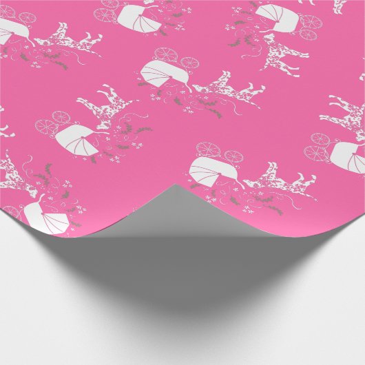 Dalmatiner Dog Baby Dusche Puppy Pink Girl Geschenkpapier (Ecke)