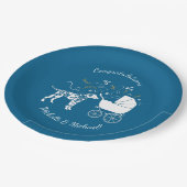 Dalmatiner Dog Baby Shower Welpe Blue Boy Pappteller (Schrägansicht)
