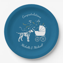 Dalmatiner Dog Baby Shower Welpe Blue Boy Pappteller