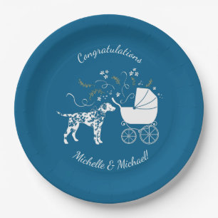 Dalmatiner Dog Baby Shower Welpe Blue Boy Pappteller