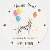 Dalmatiner Dog Birthday Vielen Dank Runder Aufkleber (Vorderseite)