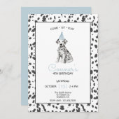 Dalmatiner Dog Blue Come Sit Bleibe spielen Einladung (Vorne/Hinten)