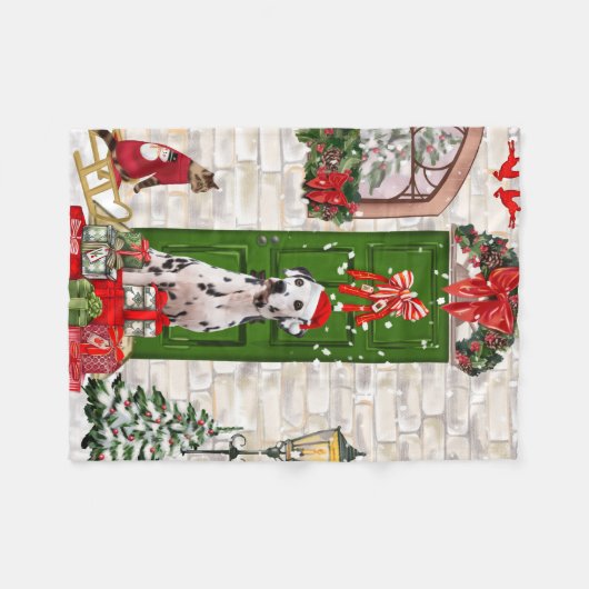 Dalmatiner Dog Christmas Fleecedecke (Vorderseite (Horizontal))