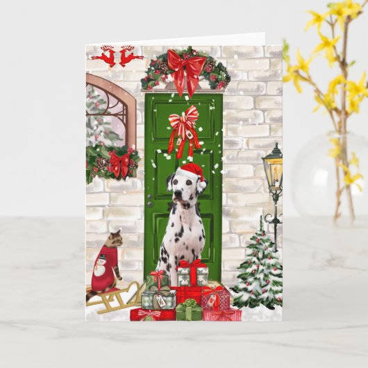 Dalmatiner Dog Christmas Karte (Gelbe Blume)