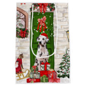 Dalmatiner Dog Christmas Mittlere Geschenktüte (Rückseite)