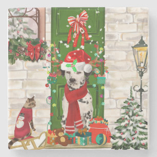 Dalmatiner Dog Christmas Steinuntersetzer