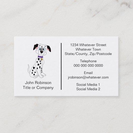 Dalmatiner Dog Design Boarding Kennels Visitenkarte (Vorderseite)