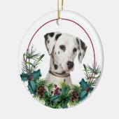 Dalmatiner Dog Evergreen Berry Wreath Keramik Ornament (Links)