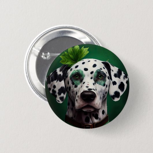 Dalmatiner Dog in St. Patrick's Day Dress Button (Vorne & Hinten)