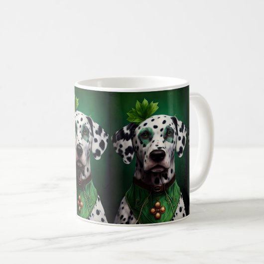 Dalmatiner Dog in St. Patrick's Day Dress Kaffeetasse (VorderseiteRechts)