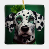 Dalmatiner Dog in St. Patrick's Day Dress Keramikornament (Vorderseite)