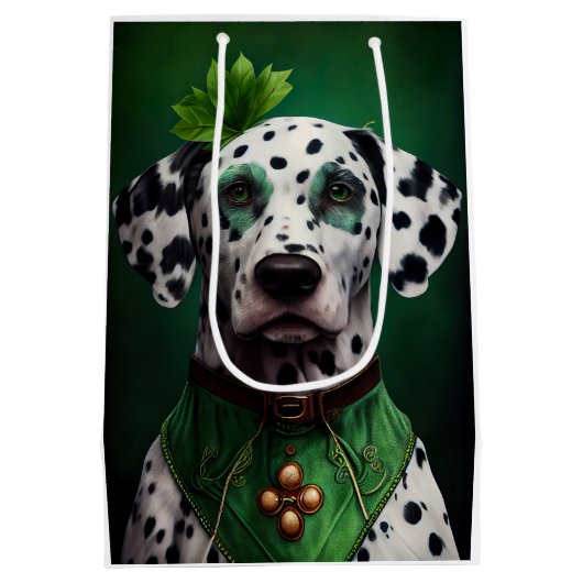 Dalmatiner Dog in St. Patrick's Day Dress Mittlere Geschenktüte (Rückseite)