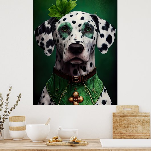 Dalmatiner Dog in St. Patrick's Day Dress Poster (Küche)