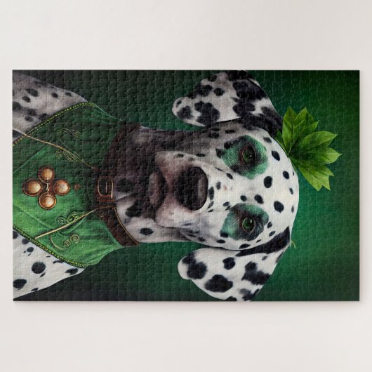 Dalmatiner Dog in St. Patrick's Day Dress Puzzle (Horizontal)