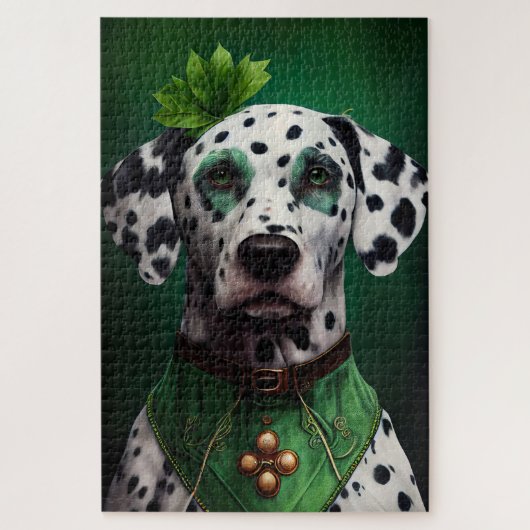 Dalmatiner Dog in St. Patrick's Day Dress Puzzle (Vertikal)