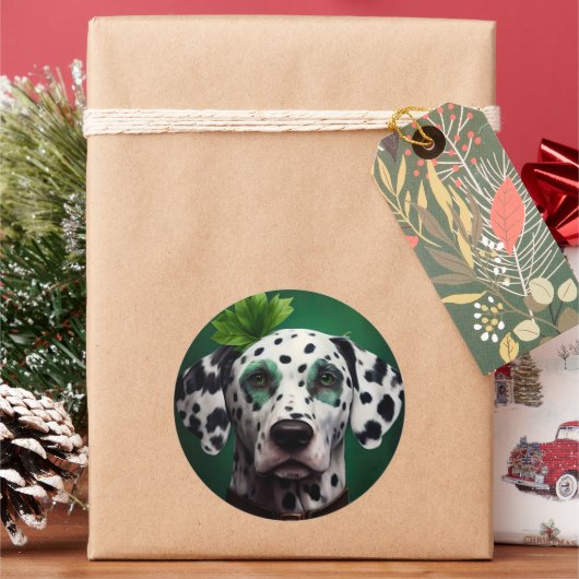 Dalmatiner Dog in St. Patrick's Day Dress Runder Aufkleber (Feiertag)