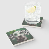 Dalmatiner Dog in St. Patrick's Day Dress Steinuntersetzer (Seitenansicht)